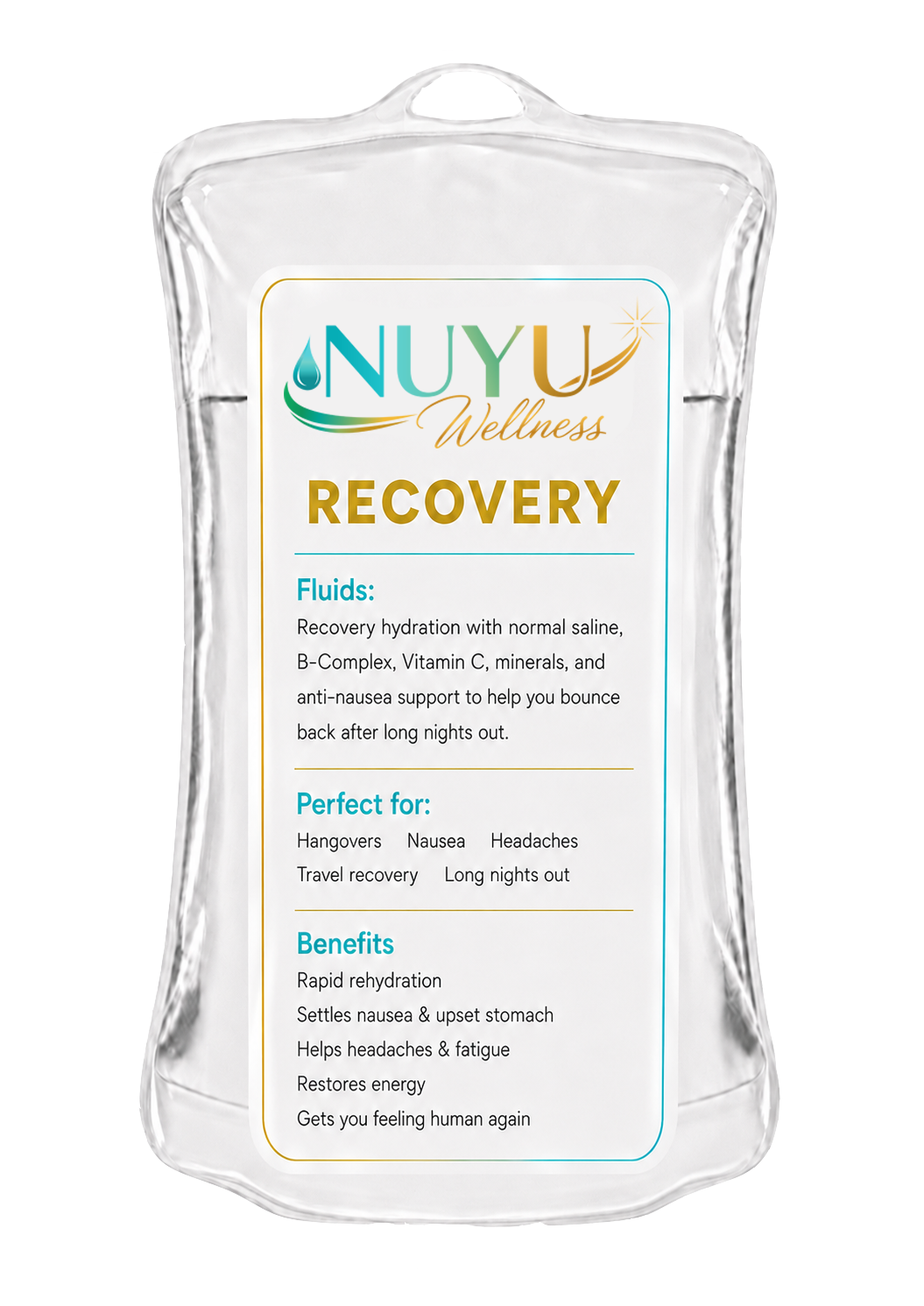 NUYU Recovery IV drip bag